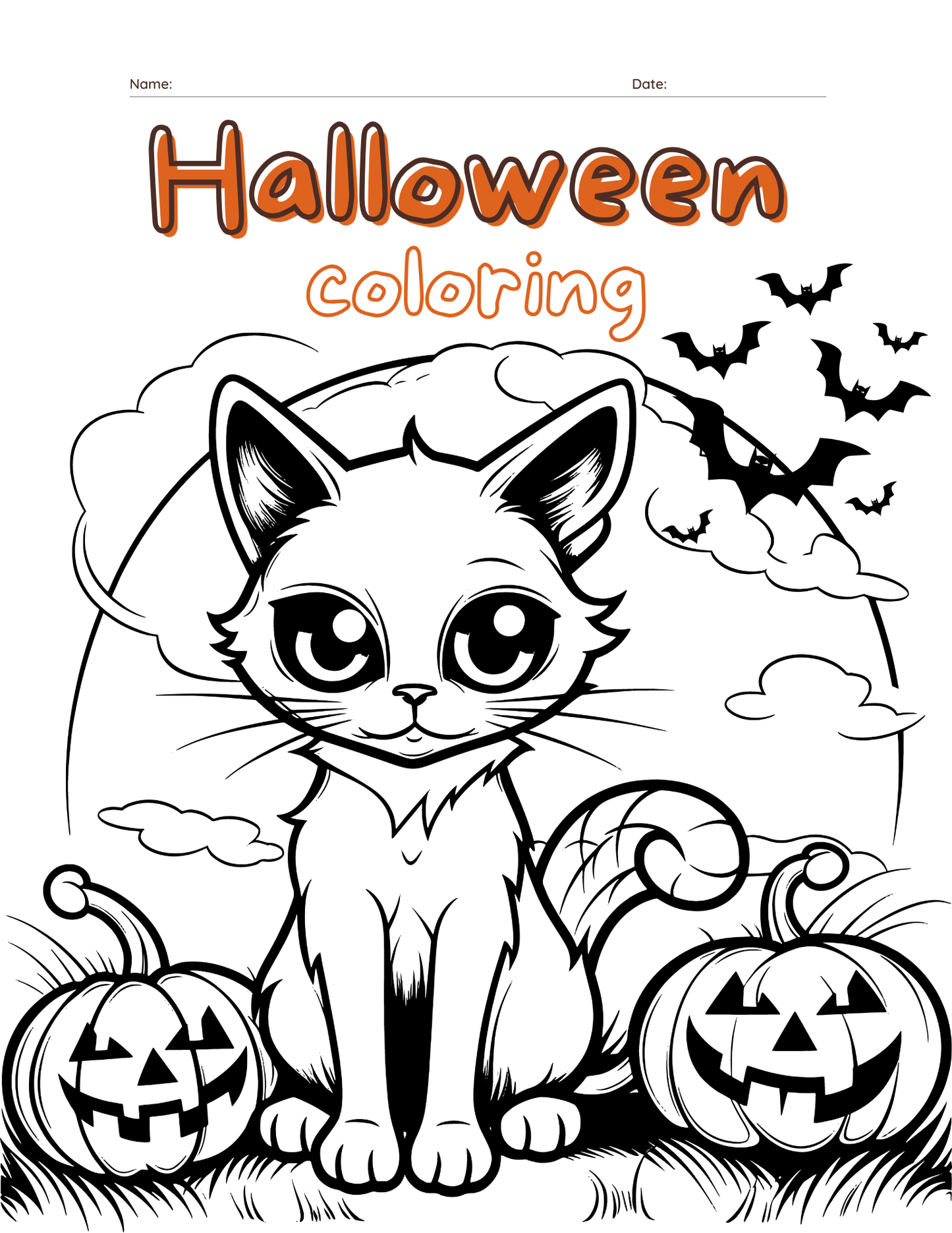 digital Halloween coloring book for kids