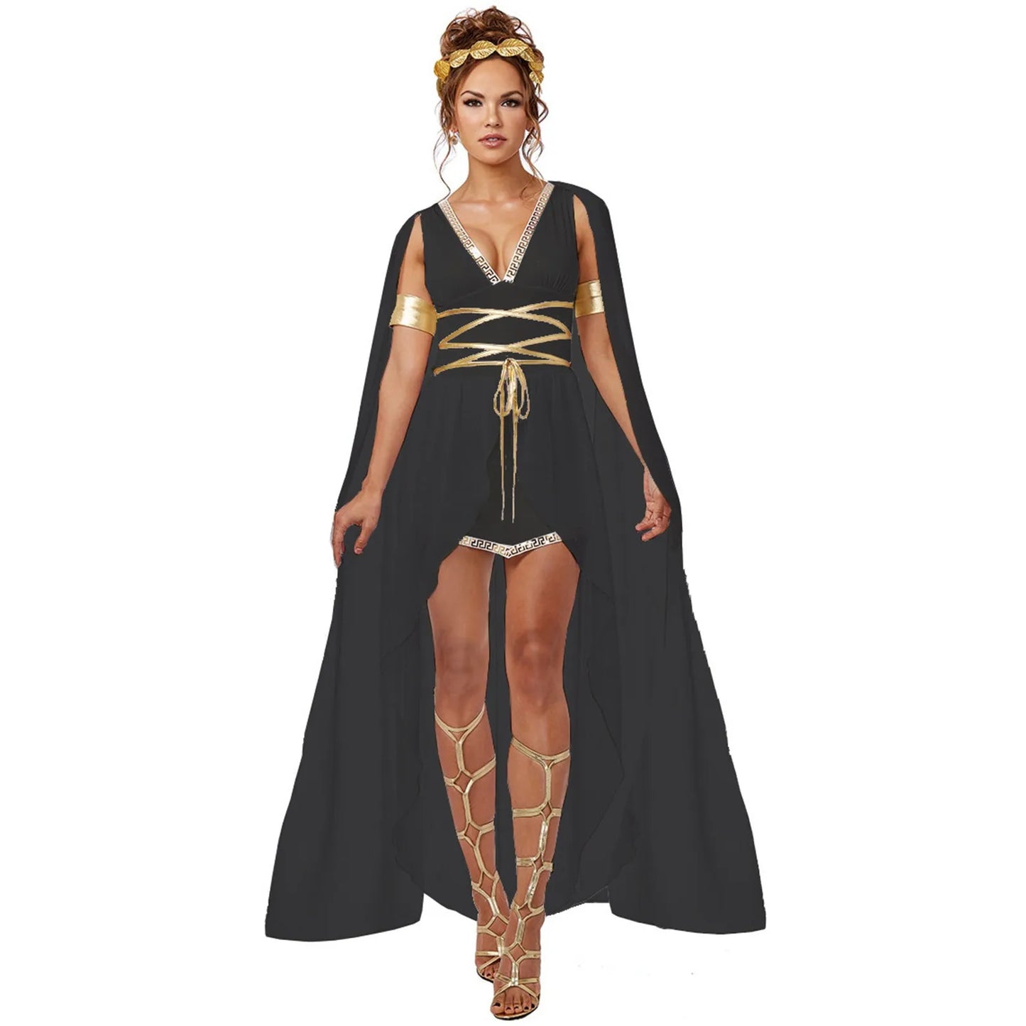 Women’s Ancient Greek Goddess Costume Set – Stage Dress with Headwear & Accessories.