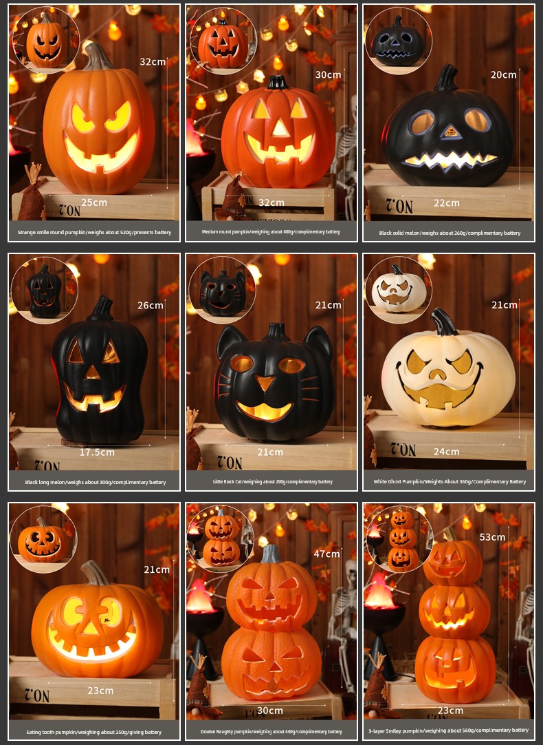 Halloween Pumpkin Lamp Bar Decoration Luminous Big Decorations Internet Celebrity Props Shopping Mall Outdoor Scene Layout Decoration