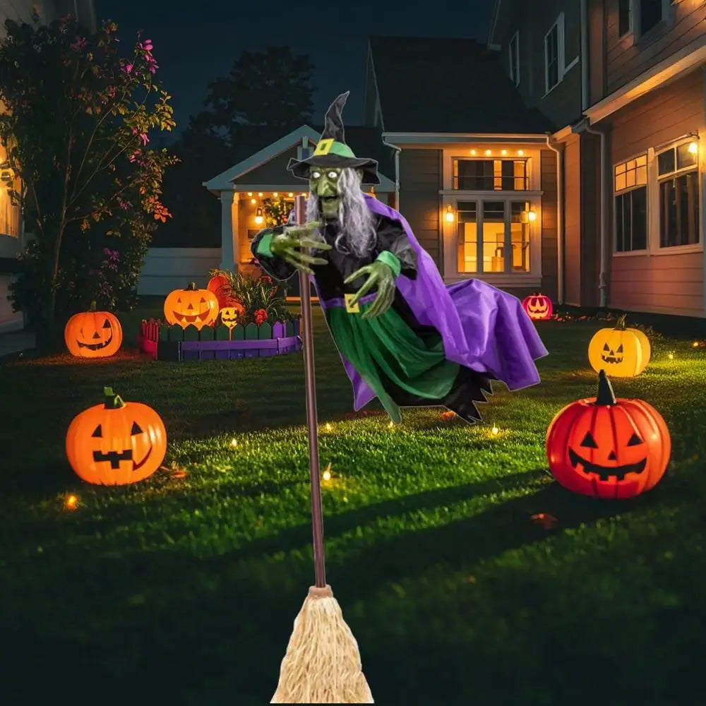 Flying Witch Halloween Decor Witch on Broom Halloween Prop