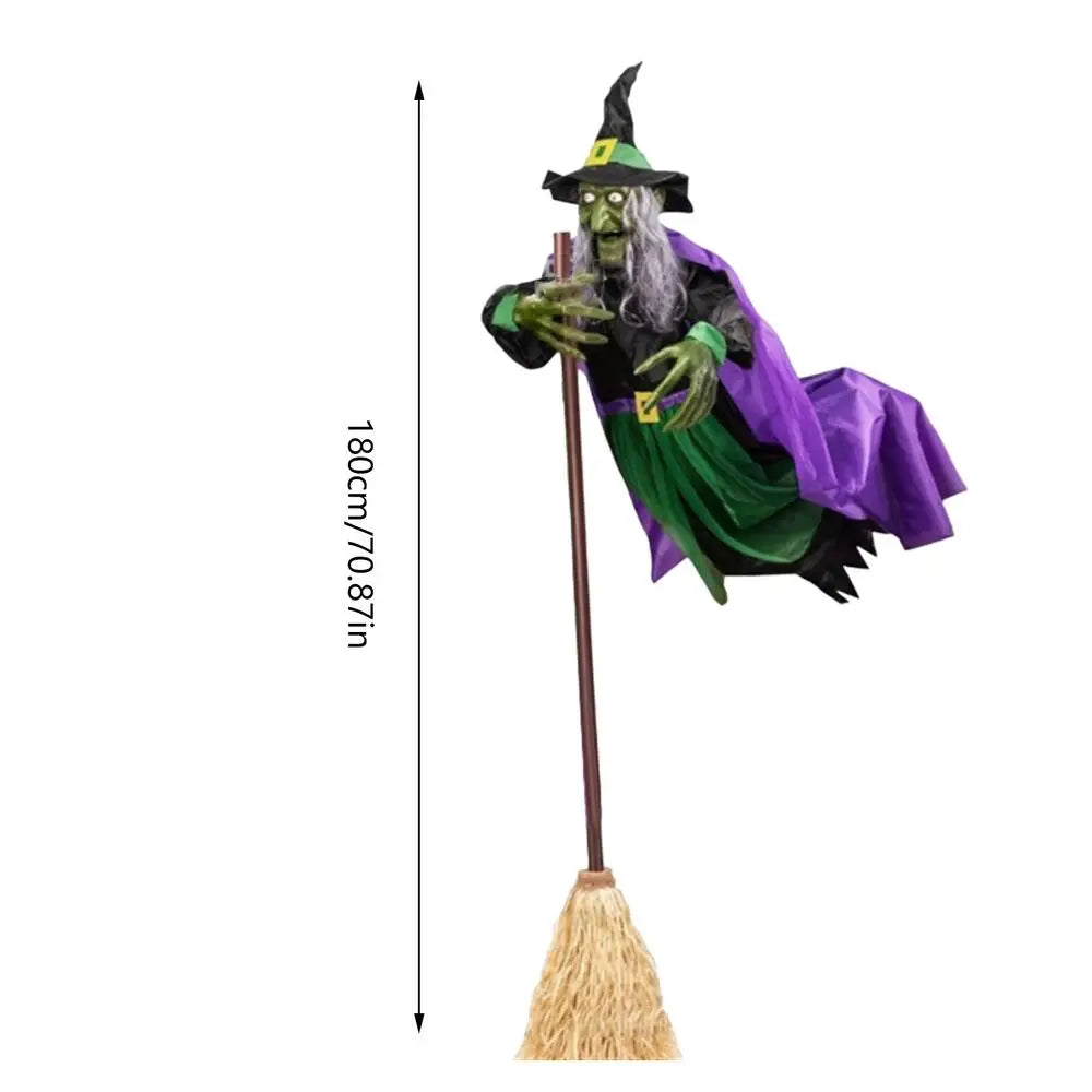 Flying Witch Halloween Decor Witch on Broom Halloween Prop