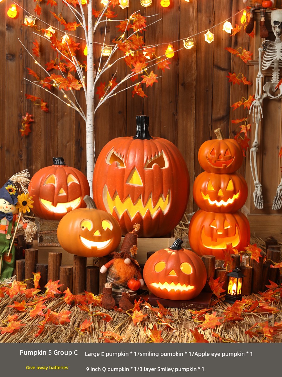 Halloween Pumpkin Lamp Bar Decoration Luminous Big Decorations Internet Celebrity Props Shopping Mall Outdoor Scene Layout Decoration