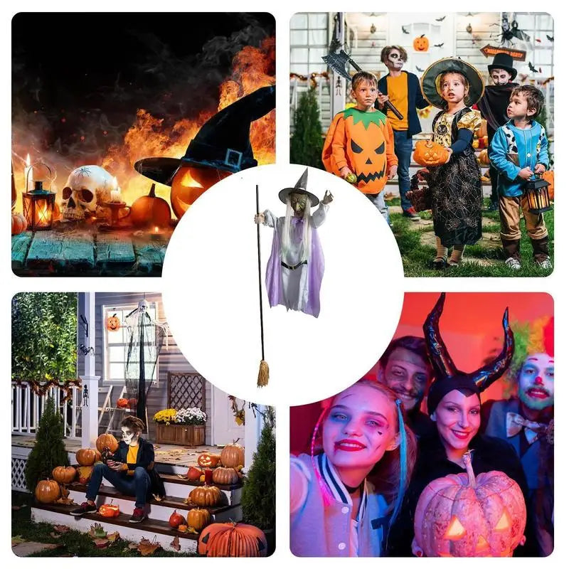 Flying Witch Halloween Decor Witch on Broom Halloween Prop