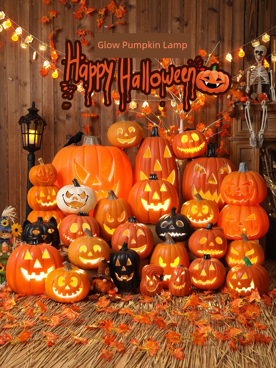 Halloween Pumpkin Lamp Bar Decoration Luminous Big Decorations Internet Celebrity Props Shopping Mall Outdoor Scene Layout Decoration