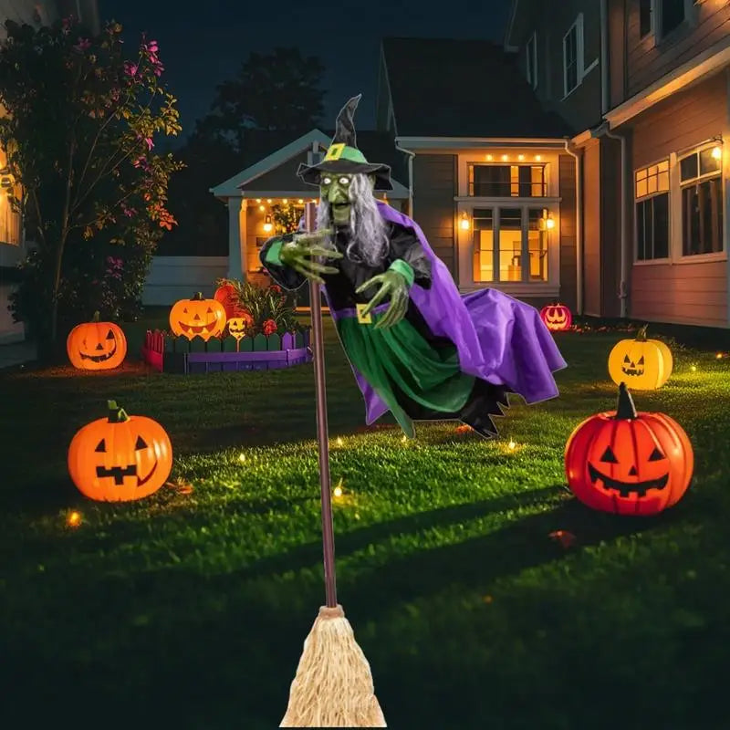 Flying Witch Halloween Decor Witch on Broom Halloween Prop