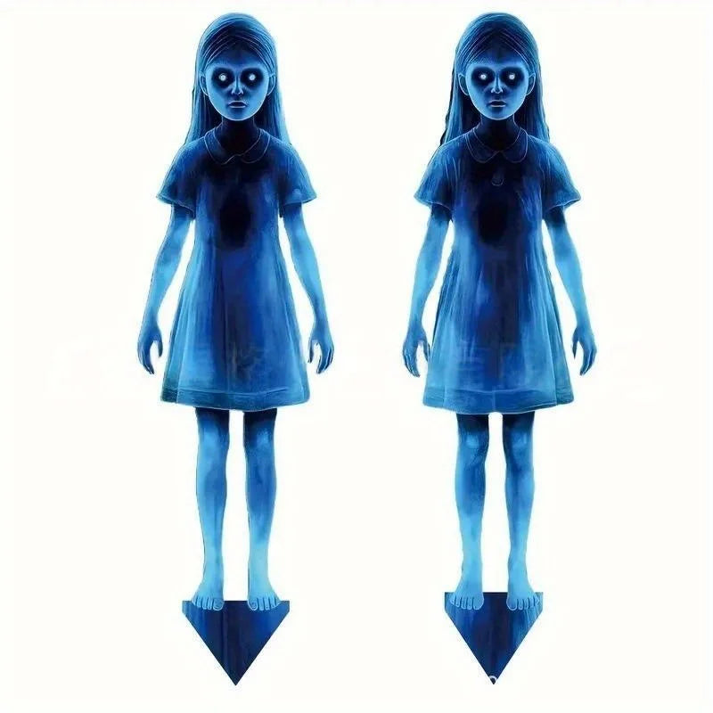 Halloween little girl metal garden ghost post  -  Horror little girl courtyard post