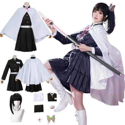 Tsuyuri Kanao Cosplay Costume – Demon Slayer Kimono Set for Adults & Kids (Haori, Uniform, Wig)