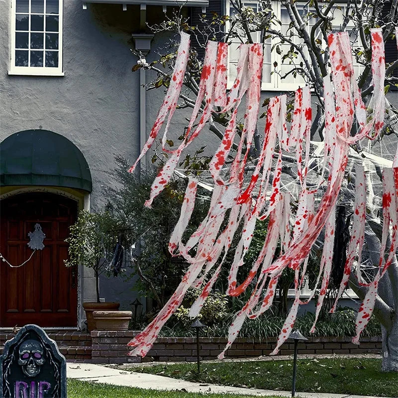 3m/5m Halloween Bloody Gauze Bandage – Horror Isolation Belt Prop for Haunted House & Party Decor