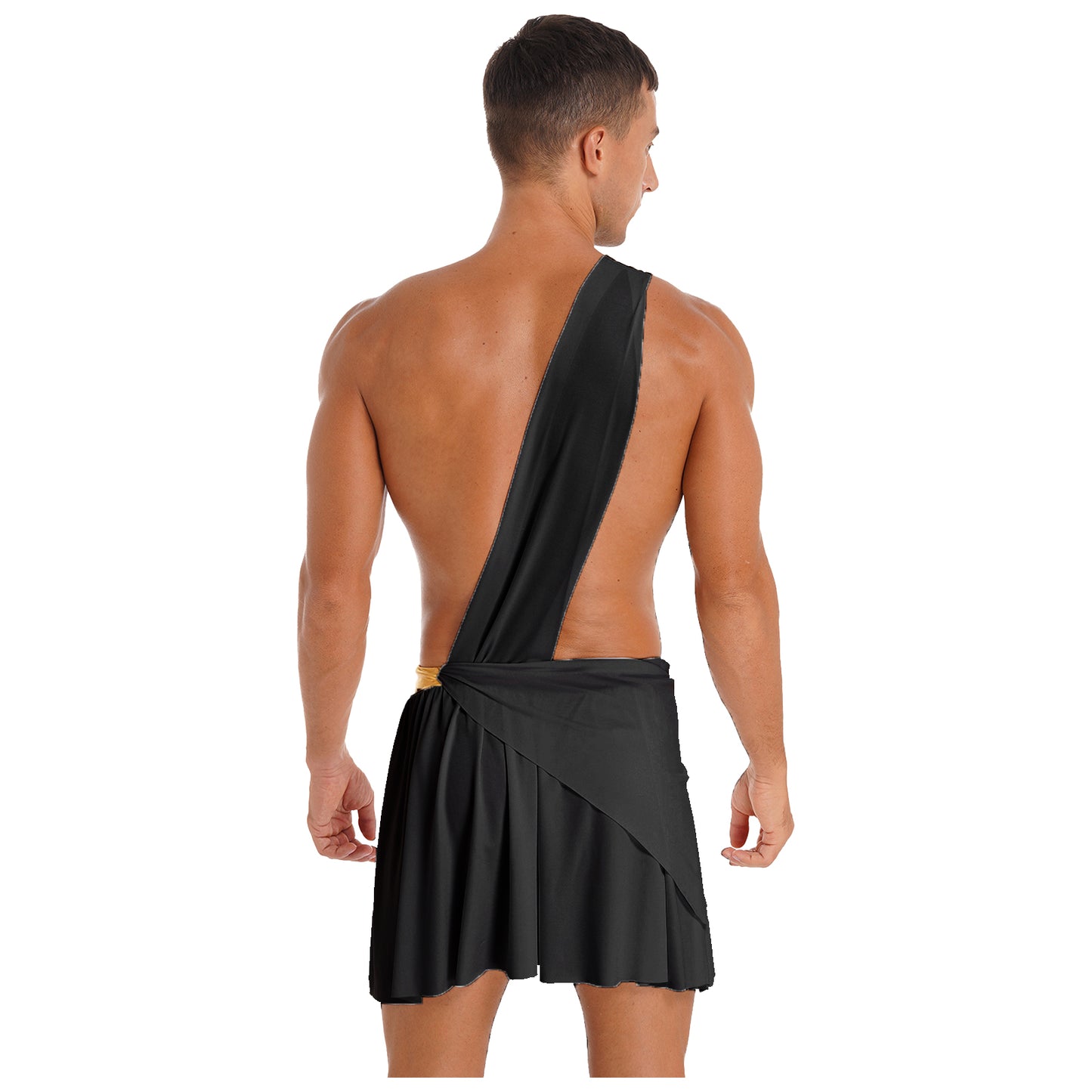 Men’s Ancient Greek God Costume – One-Shoulder Warrior Skirt for Halloween & Performance