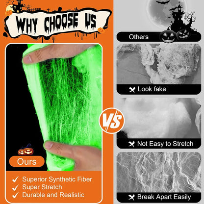 2025 Halloween Glowing Spider Webs – Luminous Cobweb & Spiders for Haunted House Decor