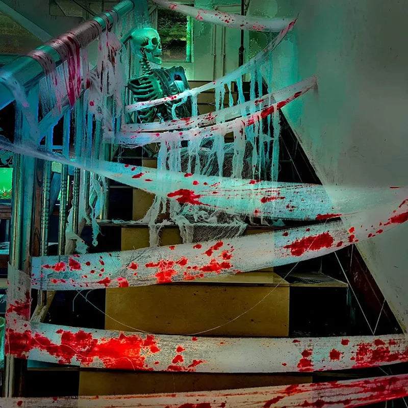 3m/5m Halloween Bloody Gauze Bandage – Horror Isolation Belt Prop for Haunted House & Party Decor