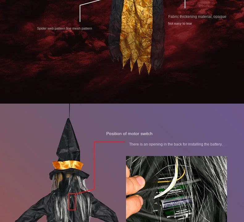 1Pc Halloween Glowing Witch Ghost – Hanging Horror Prop for Home, Bar & Haunted House