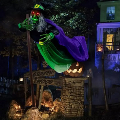 Flying Witch Halloween Decor Witch on Broom Halloween Prop