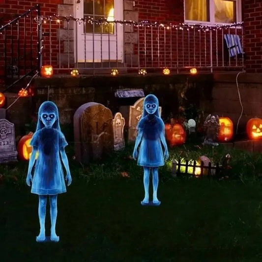Halloween little girl metal garden ghost post  -  Horror little girl courtyard post