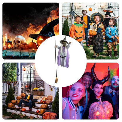 Flying Witch Halloween Decor Witch on Broom Halloween Prop