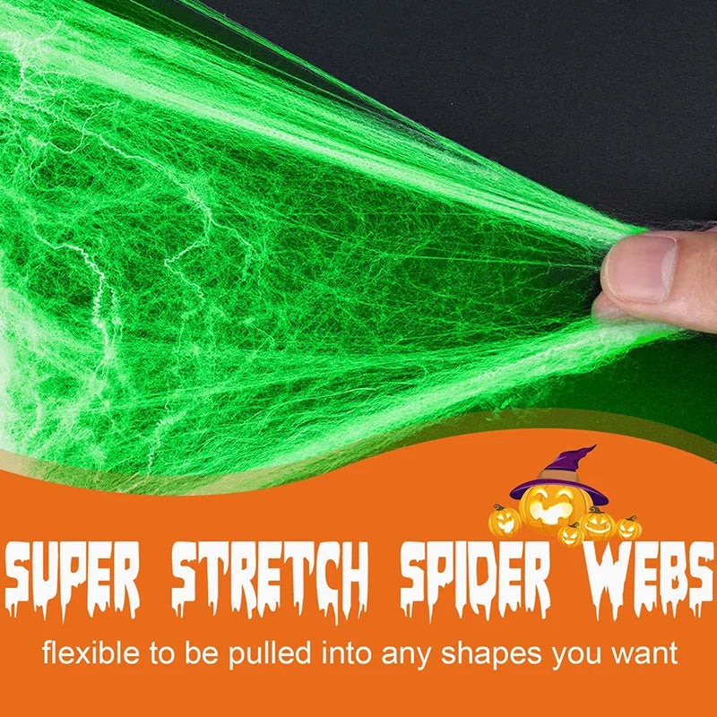 2025 Halloween Glowing Spider Webs – Luminous Cobweb & Spiders for Haunted House Decor