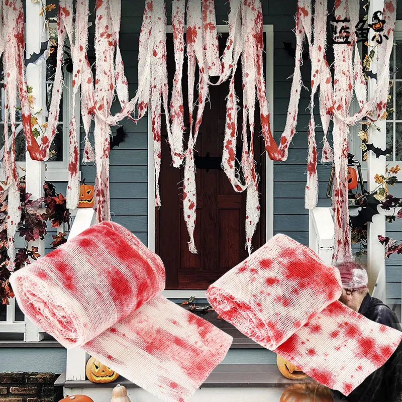 3m/5m Halloween Bloody Gauze Bandage – Horror Isolation Belt Prop for Haunted House & Party Decor