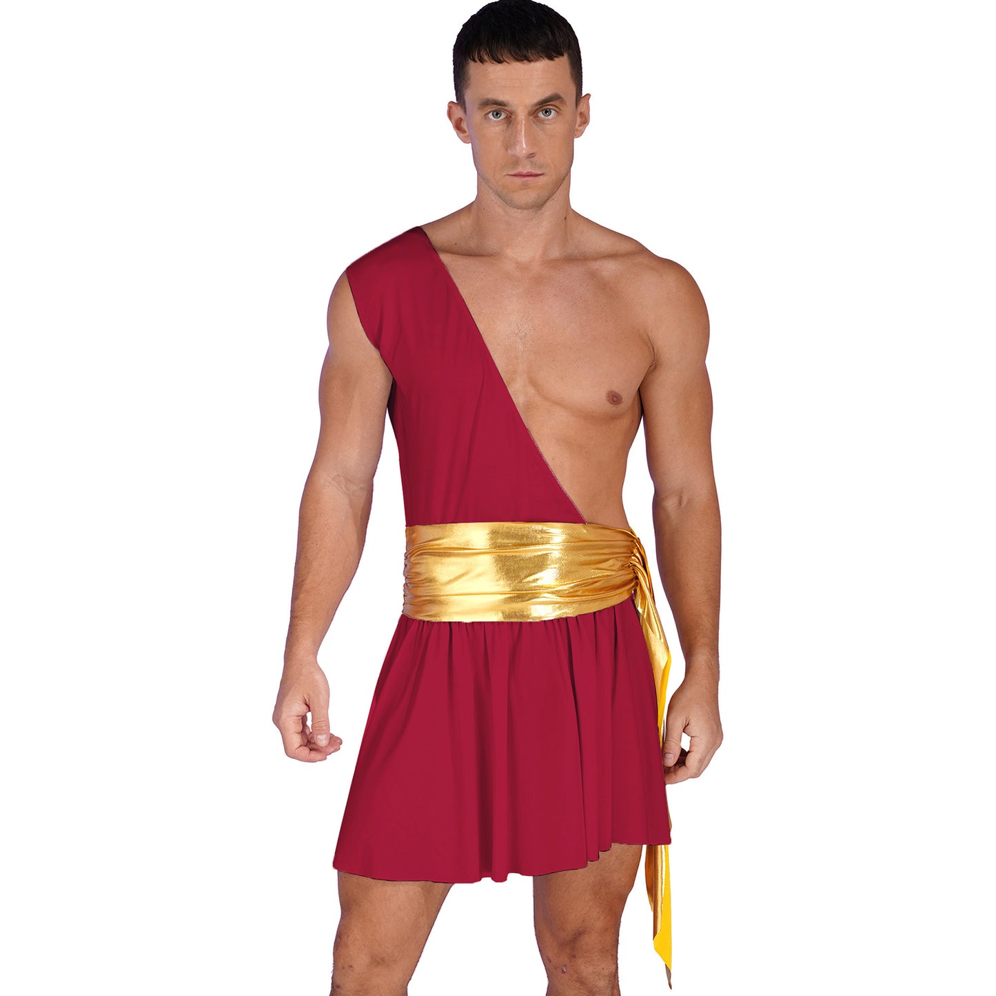 Men’s Ancient Greek God Costume – One-Shoulder Warrior Skirt for Halloween & Performance