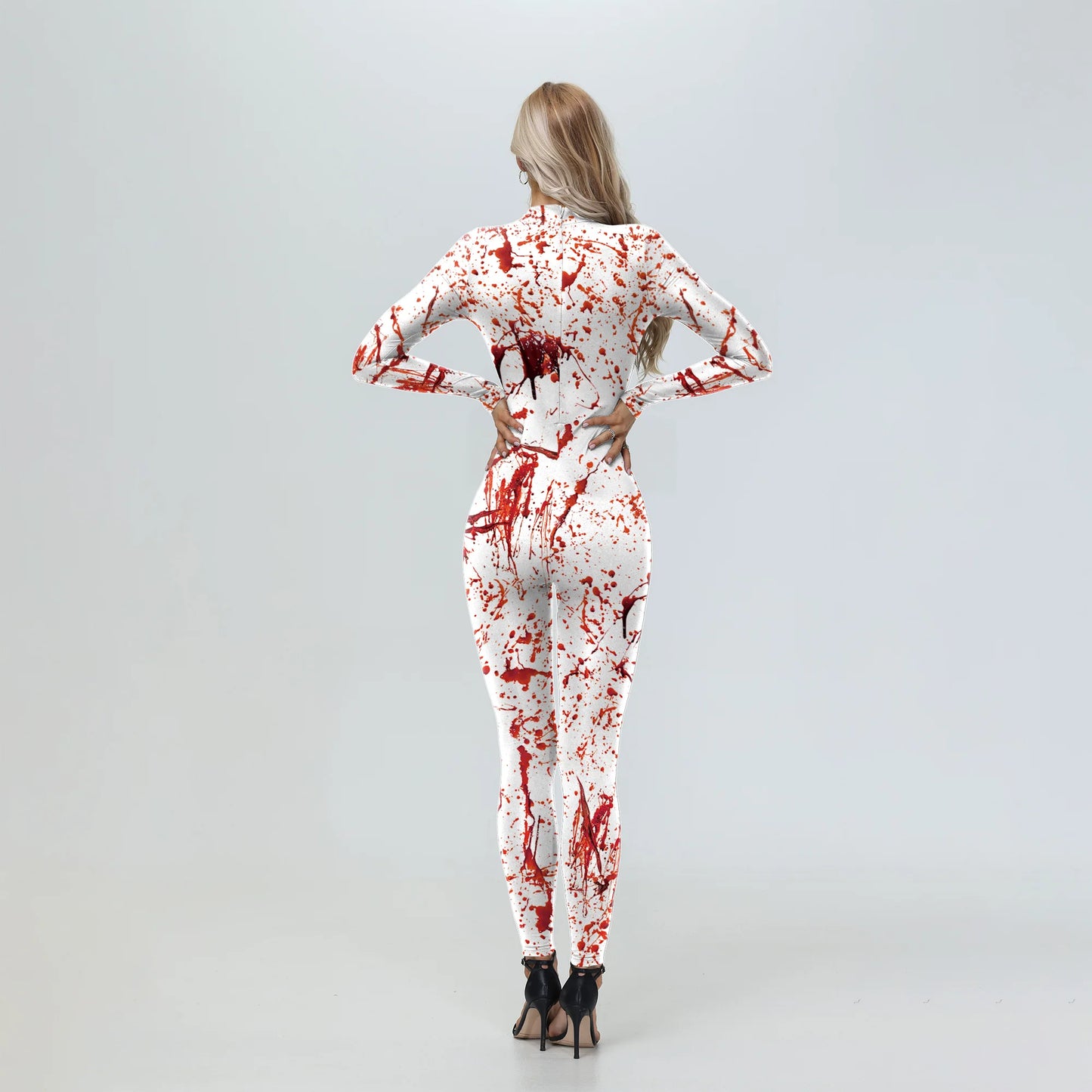 Women's Scary Bloody Print Bodysuit – Halloween Carnival Cosplay Romper