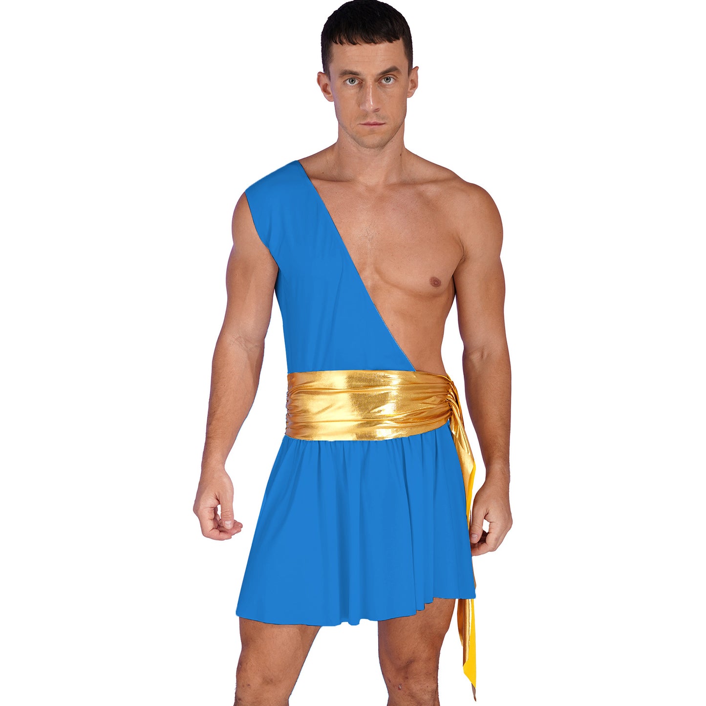 Men’s Ancient Greek God Costume – One-Shoulder Warrior Skirt for Halloween & Performance