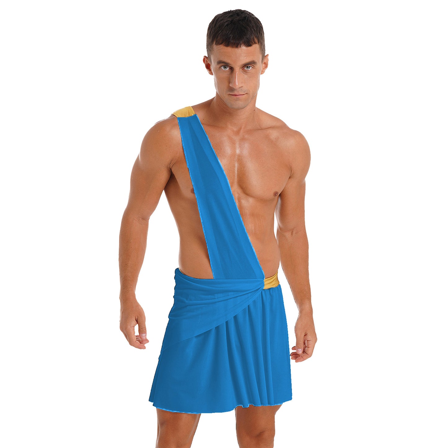 Men’s Ancient Greek God Costume – One-Shoulder Warrior Skirt for Halloween & Performance
