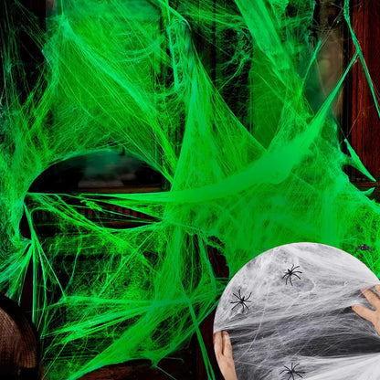 2025 Halloween Glowing Spider Webs – Luminous Cobweb & Spiders for Haunted House Decor