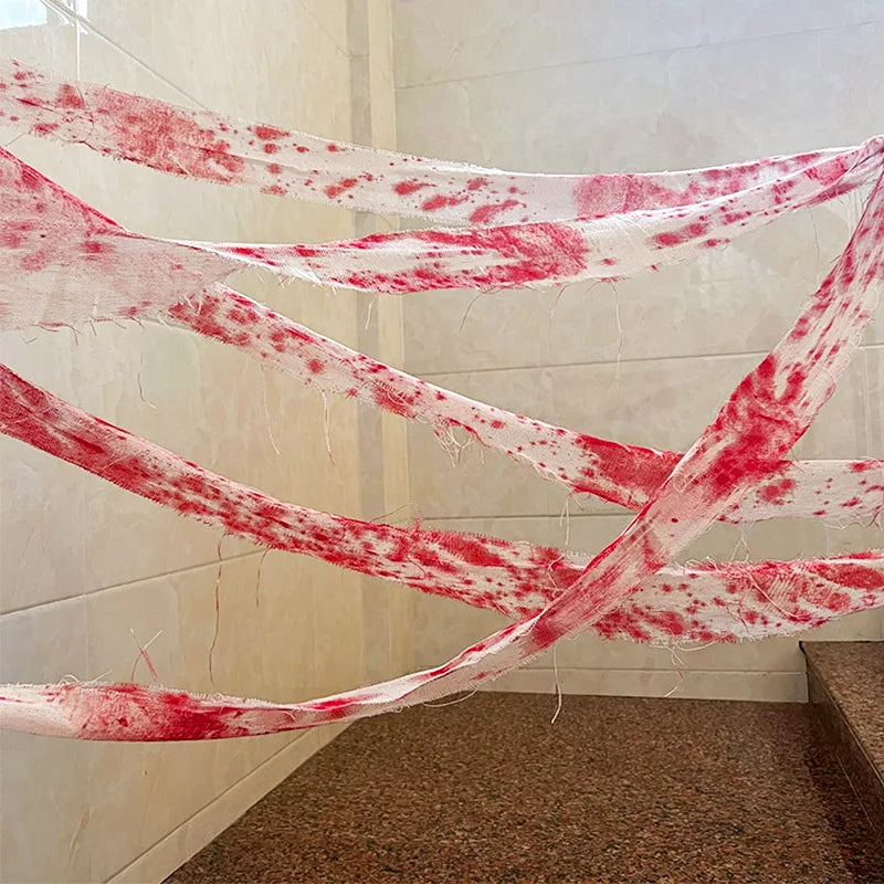 3m/5m Halloween Bloody Gauze Bandage – Horror Isolation Belt Prop for Haunted House & Party Decor