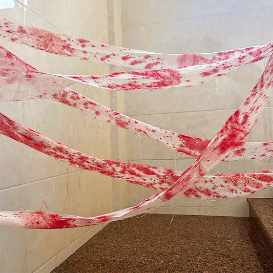 3m/5m Halloween Bloody Gauze Bandage – Horror Isolation Belt Prop for Haunted House & Party Decor