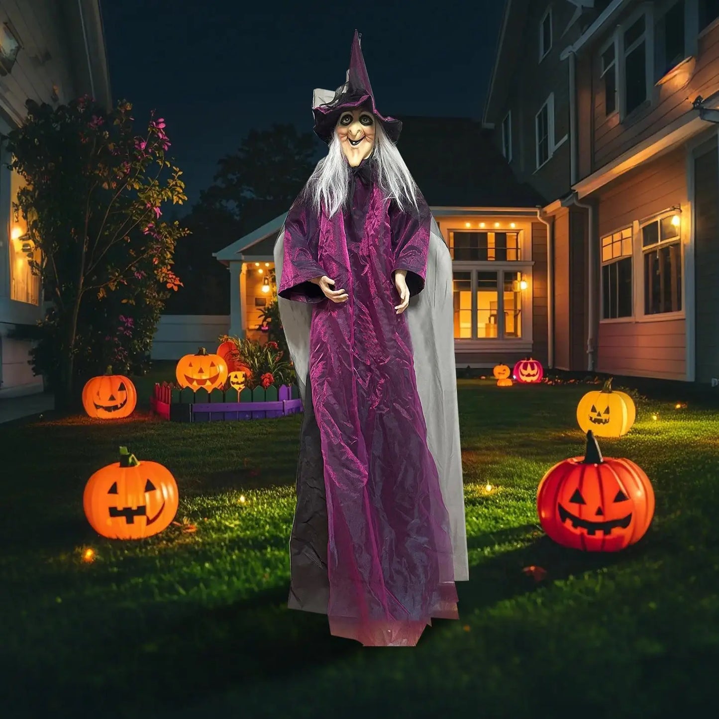 Halloween Standing Flying Witch Prop – Indoor/Outdoor Horror Decor