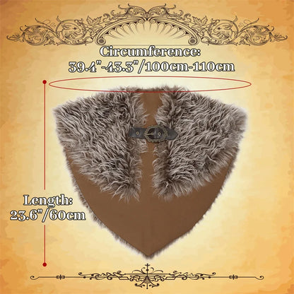 Viking Fur Collar Cloak – Men’s Medieval Renaissance Warrior Cape for Halloween & LARP.