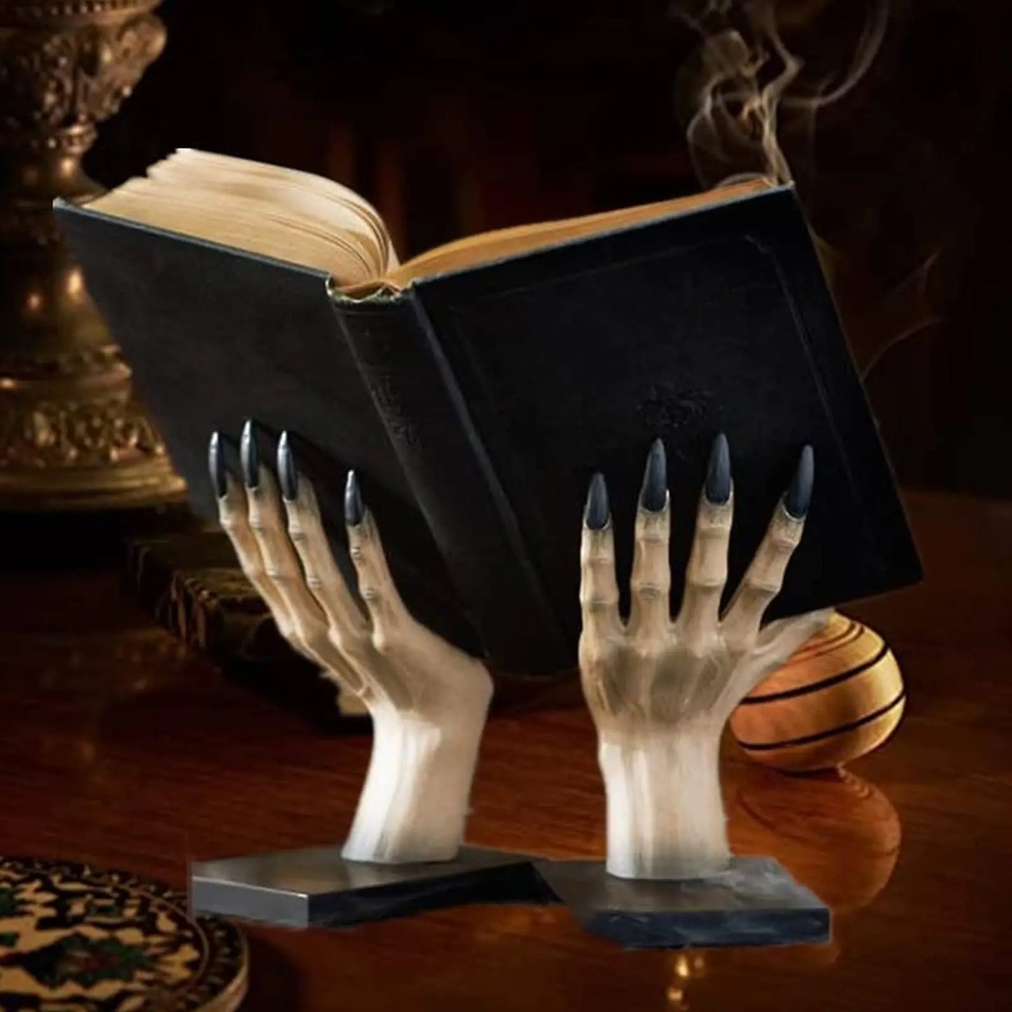 Gothic Halloween Monster Hand Bookends – Spooky Home & Shelf Decor