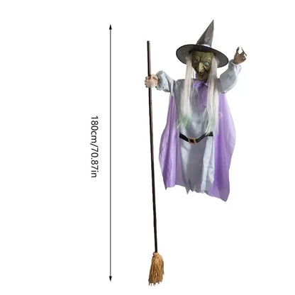 Flying Witch Halloween Decor Witch on Broom Halloween Prop