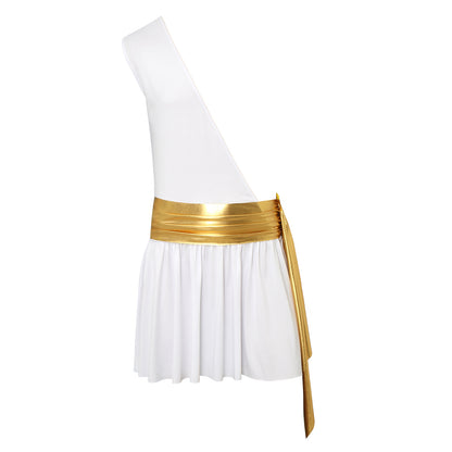 Men’s Ancient Greek God Costume – One-Shoulder Warrior Skirt for Halloween & Performance