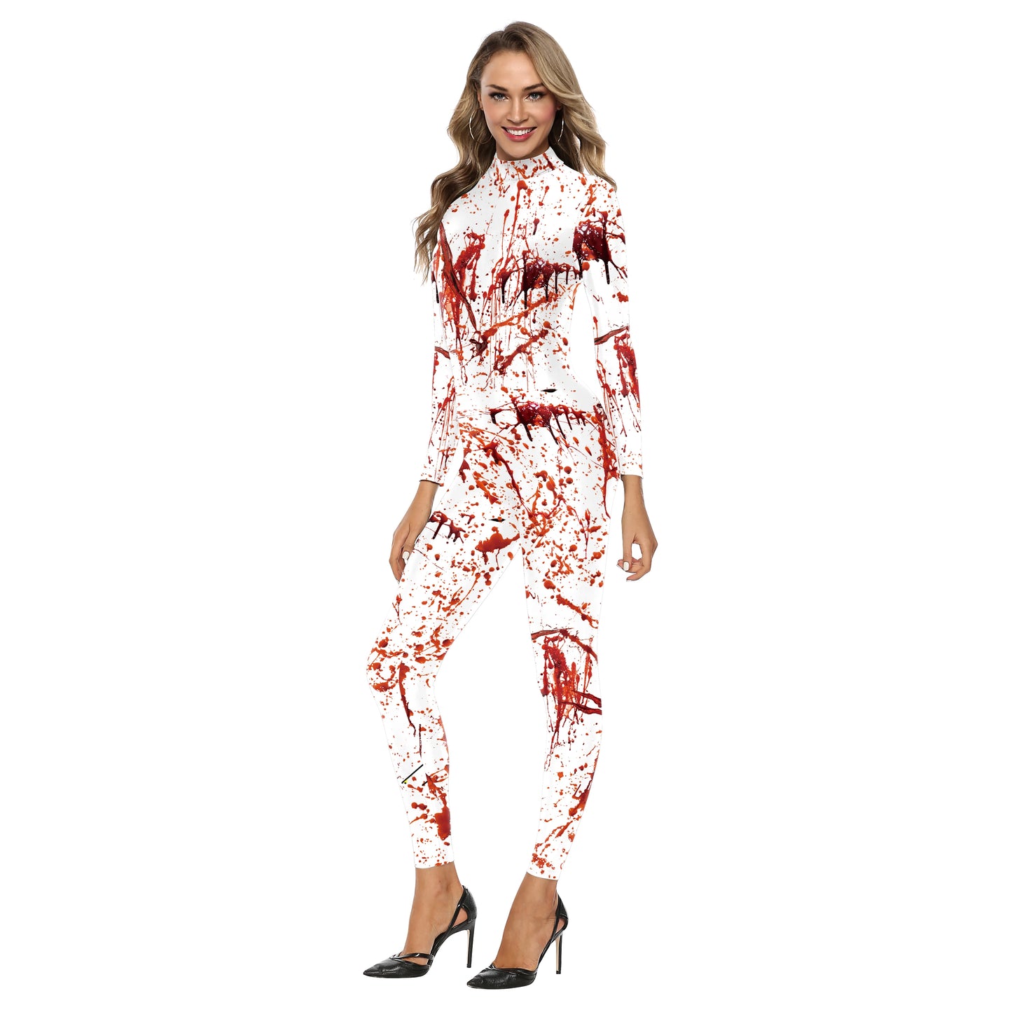 Women's Scary Bloody Print Bodysuit – Halloween Carnival Cosplay Romper