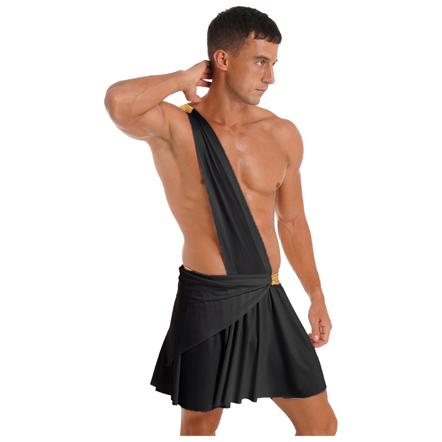 Men’s Ancient Greek God Costume – One-Shoulder Warrior Skirt for Halloween & Performance