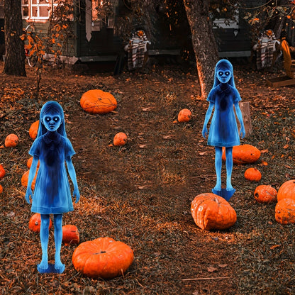 Halloween little girl metal garden ghost post  -  Horror little girl courtyard post