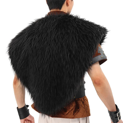 Viking Fur Collar Cloak – Men’s Medieval Renaissance Warrior Cape for Halloween & LARP.