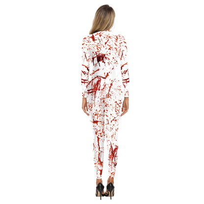 Women's Scary Bloody Print Bodysuit – Halloween Carnival Cosplay Romper