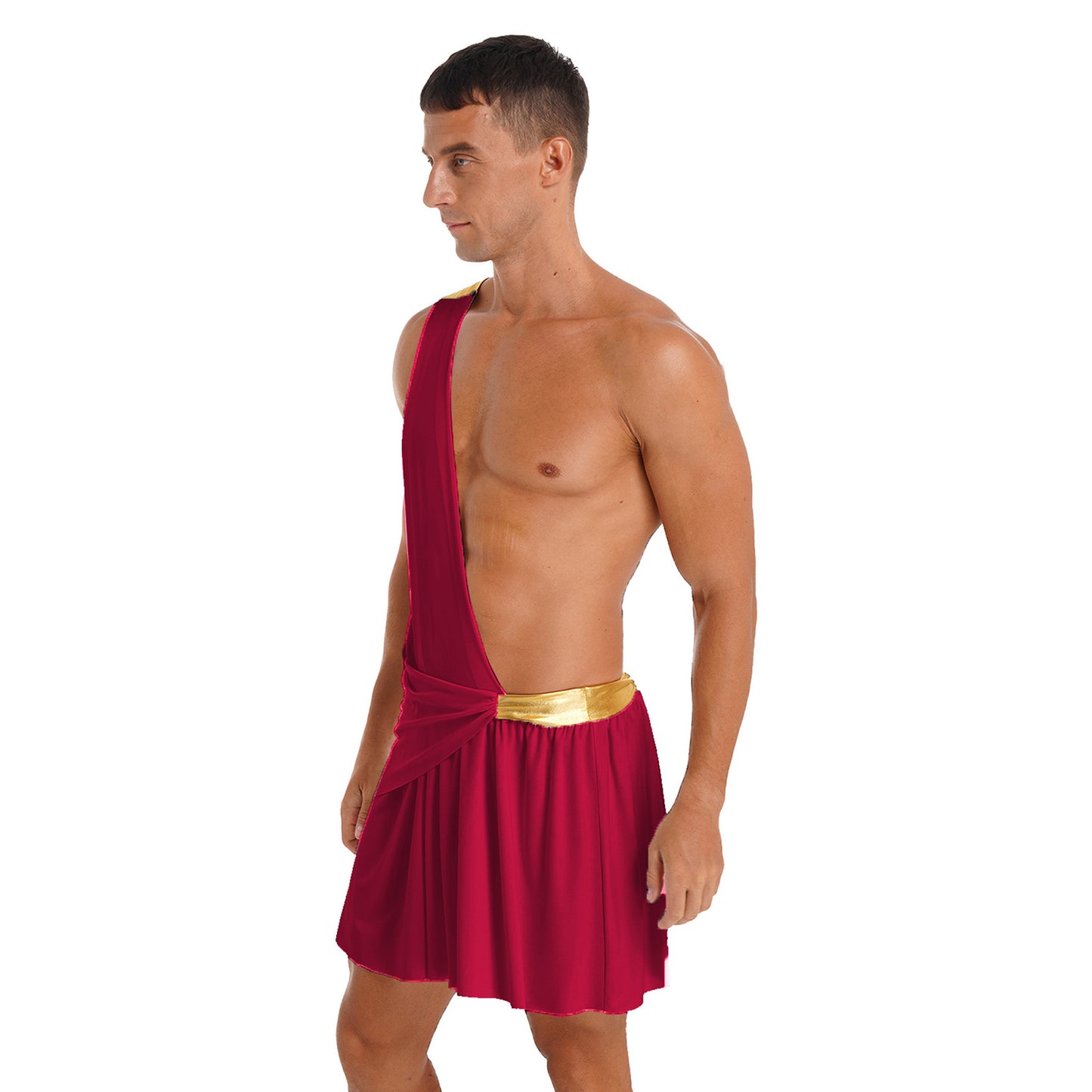 Men’s Ancient Greek God Costume – One-Shoulder Warrior Skirt for Halloween & Performance