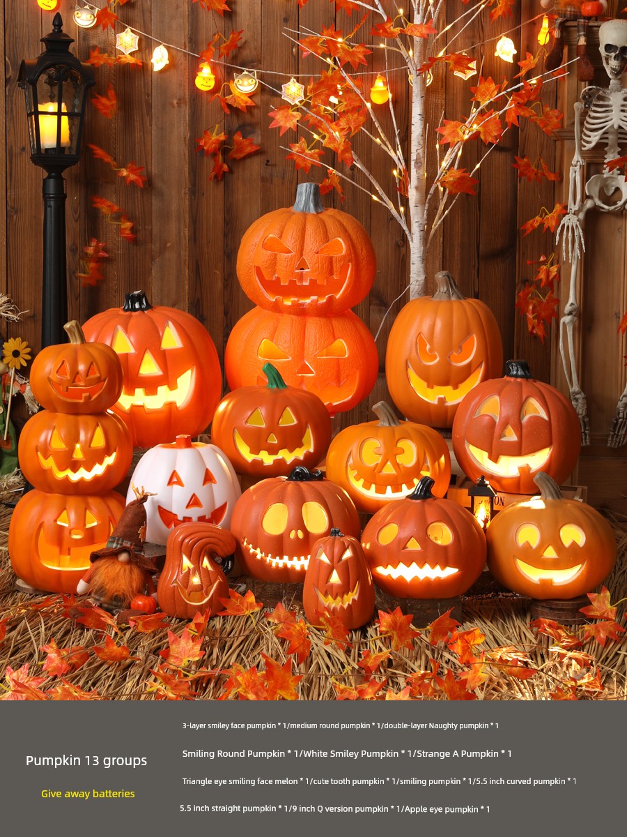 Halloween Pumpkin Lamp Bar Decoration Luminous Big Decorations Internet Celebrity Props Shopping Mall Outdoor Scene Layout Decoration