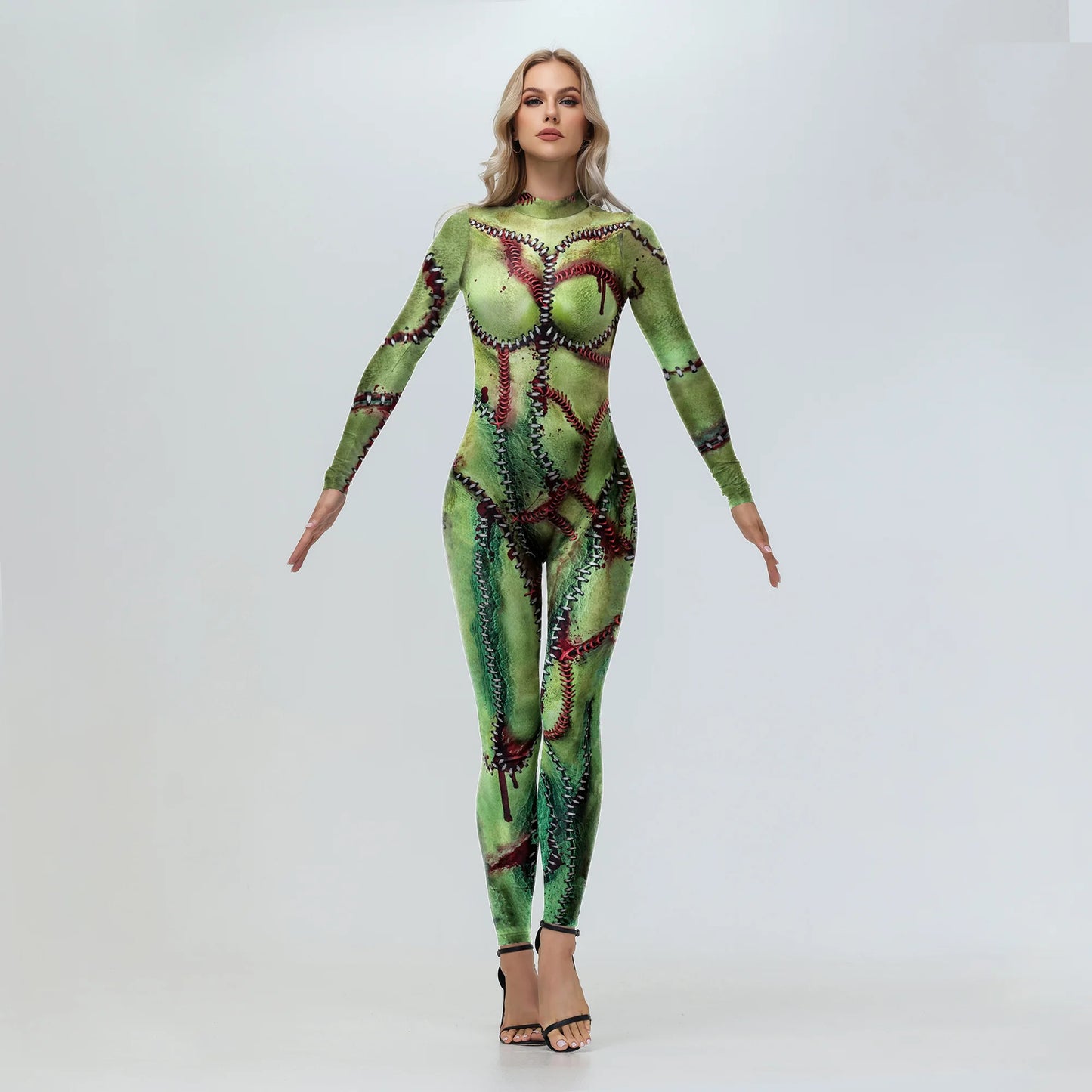 Women's Scary Bloody Print Bodysuit – Halloween Carnival Cosplay Romper