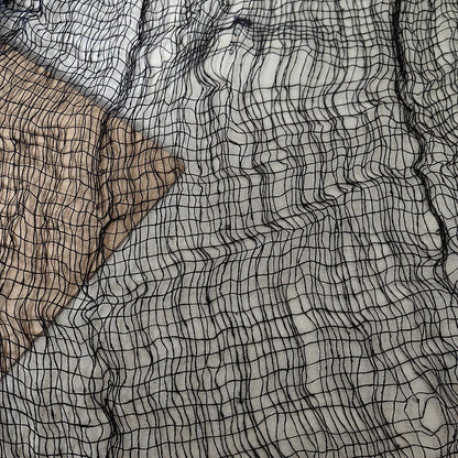 76x183cm Black Creepy Halloween Gauze – Spooky Cloth for Window, Door, Wall, or Table Decor.