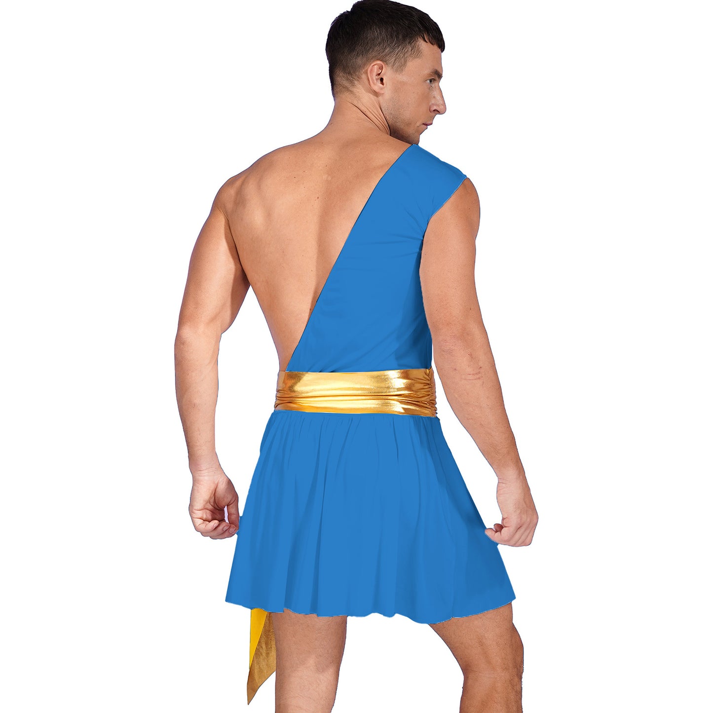 Men’s Ancient Greek God Costume – One-Shoulder Warrior Skirt for Halloween & Performance