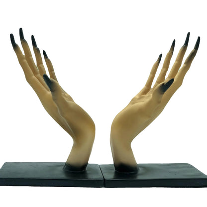 Gothic Halloween Monster Hand Bookends – Spooky Home & Shelf Decor