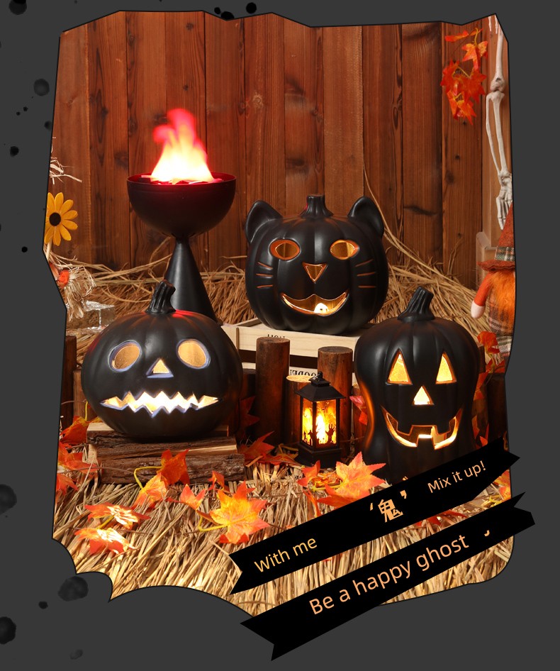 Halloween Pumpkin Lamp Bar Decoration Luminous Big Decorations Internet Celebrity Props Shopping Mall Outdoor Scene Layout Decoration