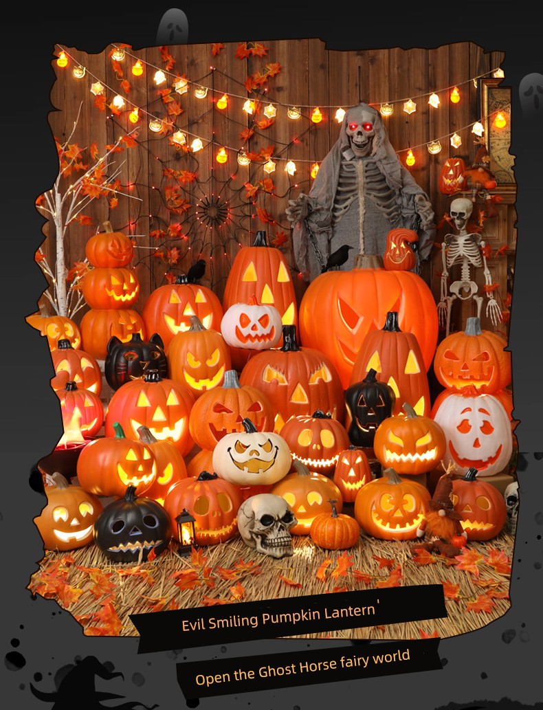 Halloween Pumpkin Lamp Bar Decoration Luminous Big Decorations Internet Celebrity Props Shopping Mall Outdoor Scene Layout Decoration