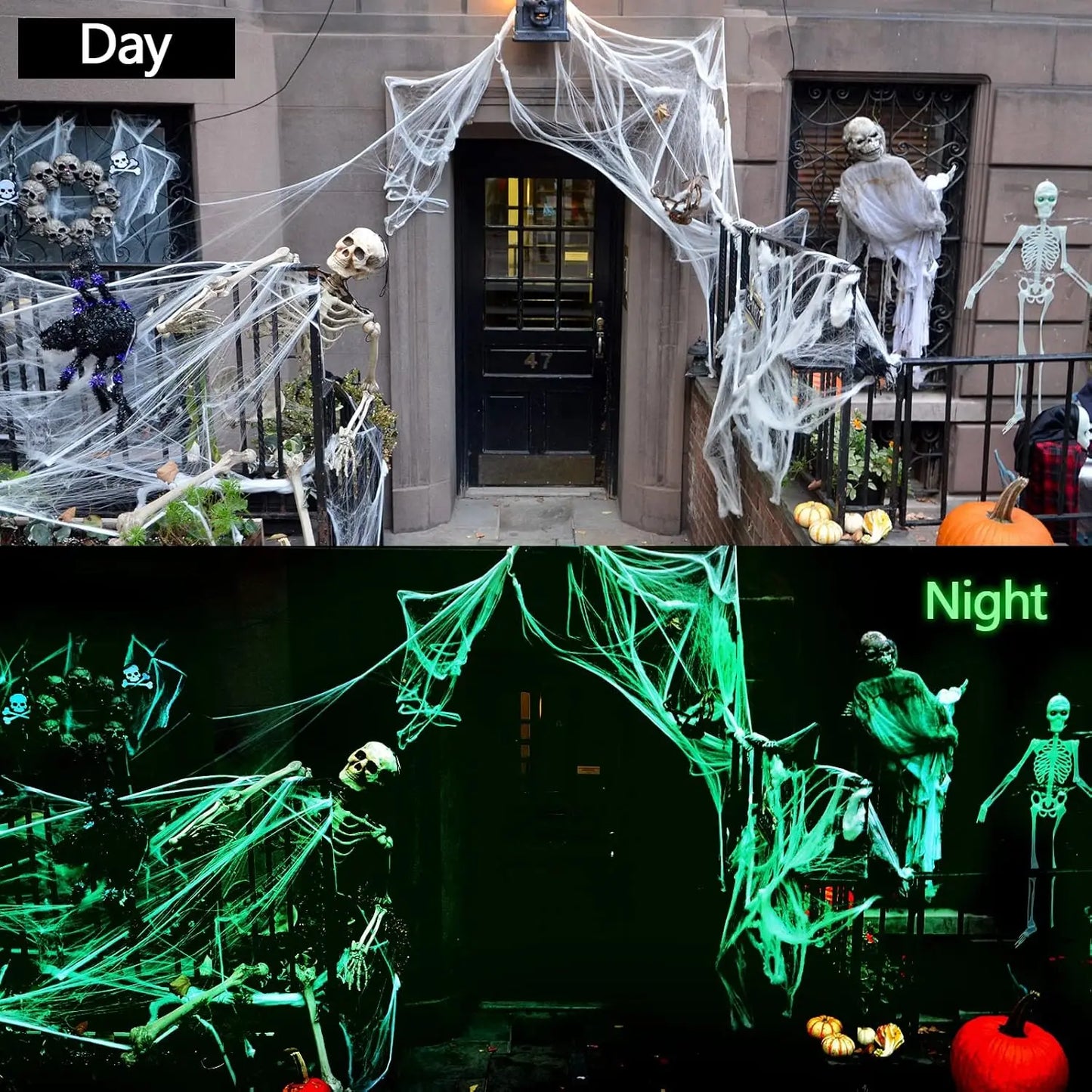 2025 Halloween Glowing Spider Webs – Luminous Cobweb & Spiders for Haunted House Decor