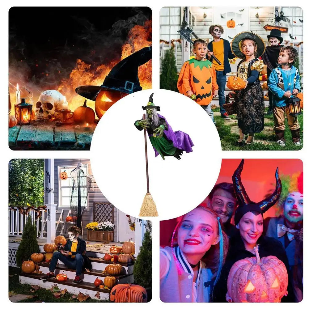 Flying Witch Halloween Decor Witch on Broom Halloween Prop