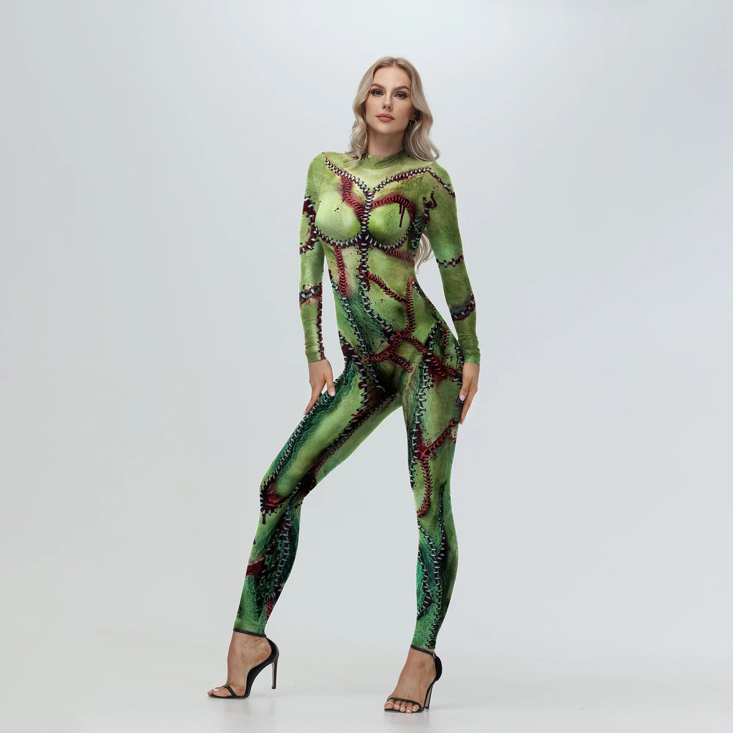 Women's Scary Bloody Print Bodysuit – Halloween Carnival Cosplay Romper