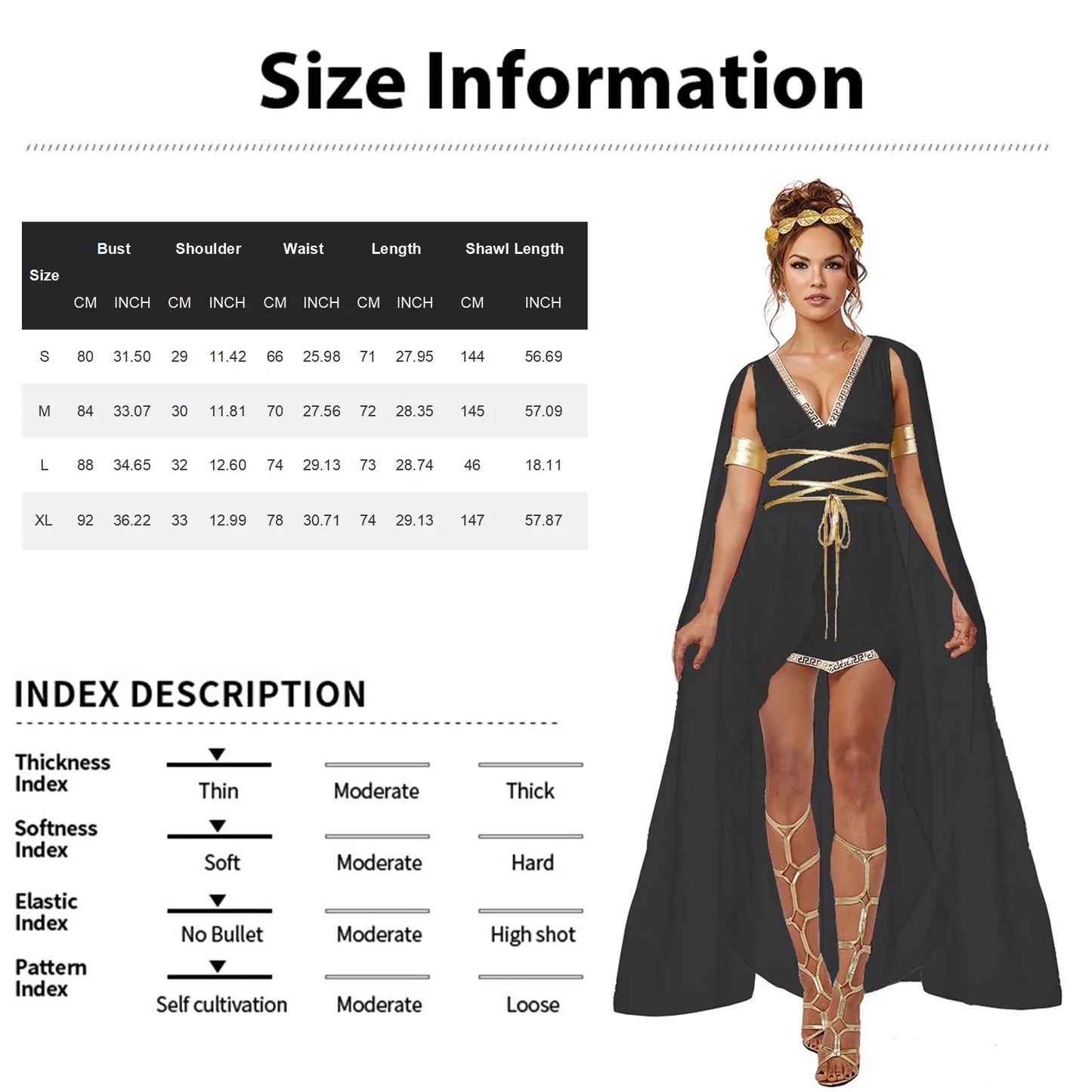 Women’s Ancient Greek Goddess Costume Set – Stage Dress with Headwear & Accessories.